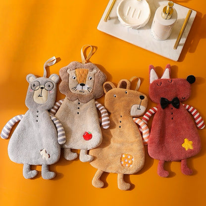 Cute Animal Hanging Hand Towel | Quick-Dry Plush Kitchen & Bathroom Towel