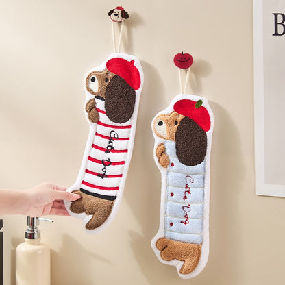 Cute Animal Hanging Hand Towel | Quick-Dry Plush Kitchen & Bathroom Towel