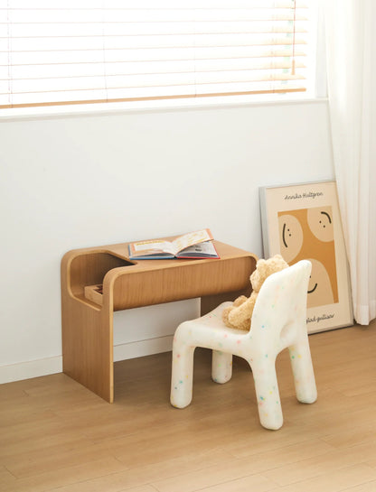 C-Shaped Convertible Wood Side Table With Storage