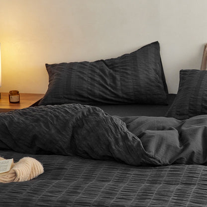 Soft Washed Cotton 4-Piece Bedding Set – Minimalist Solid Color