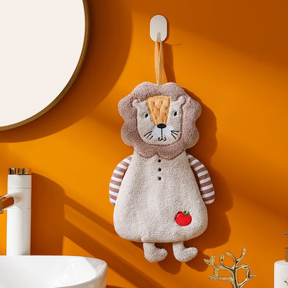 Cute Animal Hanging Hand Towel | Quick-Dry Plush Kitchen & Bathroom Towel