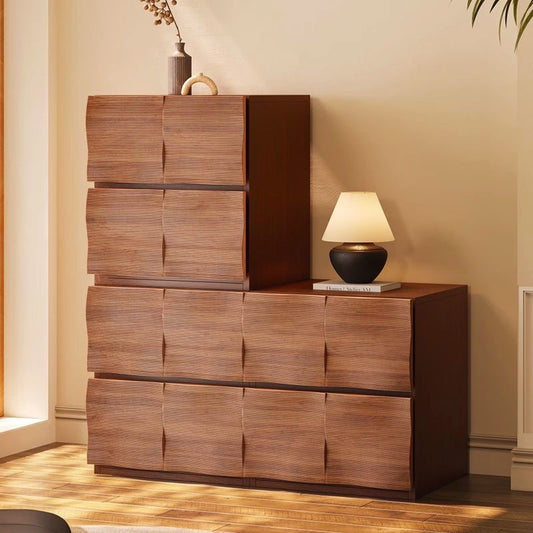 Modern Textured Wood Storage Cabinet
