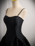 Black A-Line Satin Short Prom Dress, Black Homecoming Dress
