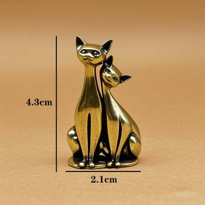 Modern Brass Cat Figurines | Sculptural Shelf & Table Decor
