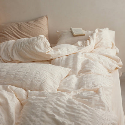 Soft Washed Cotton 4-Piece Bedding Set – Minimalist Solid Color