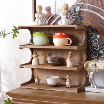 Maison Scalloped Tiered Wall Shelf | Rustic Pine Display Riser
