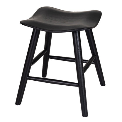 Mid-Century Modern Solid Wood Saddle Stool – Ergonomic Sculpted Low Stool
