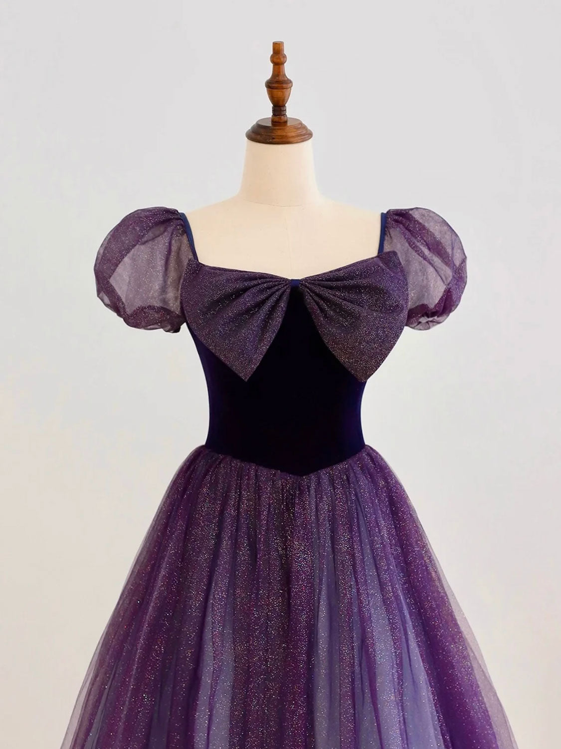 A-Line Purple Tulle Long Prom Dress, Purple Formal Evening Dress