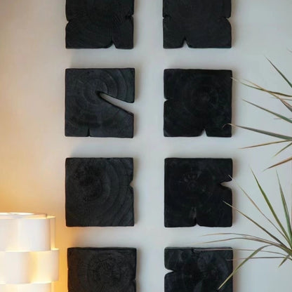 Rustic Charred Black Wood Art Panels – Decorative Wall Hanging for Modern Interiors