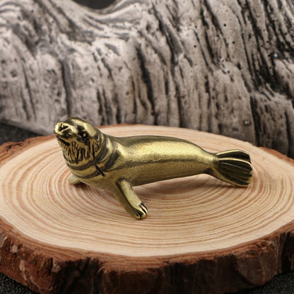 Mini Brass Seal Figurine – Handcrafted Collectible Desk Ornament