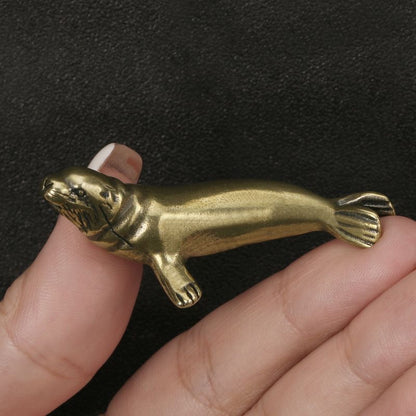 Mini Brass Seal Figurine – Handcrafted Collectible Desk Ornament