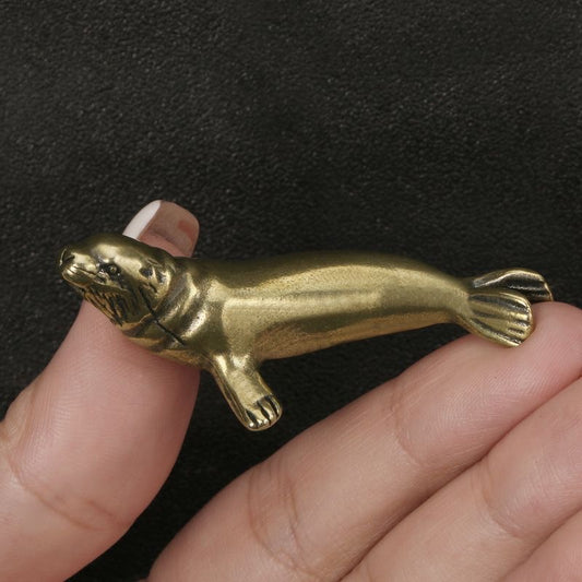 Mini Brass Seal Figurine – Handcrafted Collectible Desk Ornament