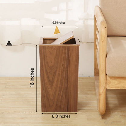 Wooden-Style Trash Bin with Optional Rotating Lid – Modern & Functional Design
