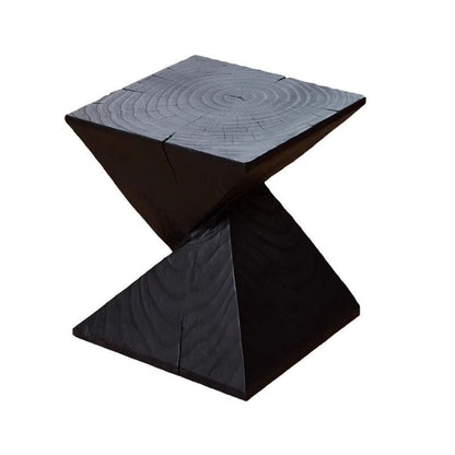 Sculptural Charred Wood Coffee Tables & Stools – Sustainable Café Decor