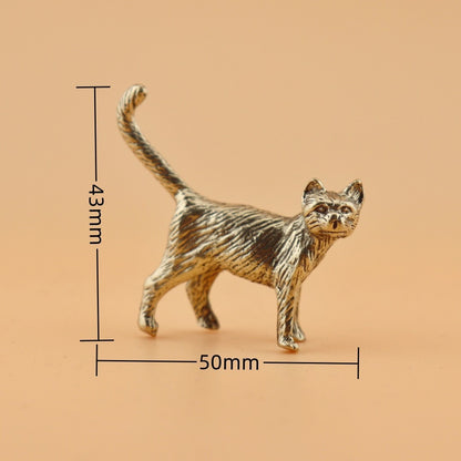 Modern Brass Cat Figurines | Sculptural Shelf & Table Decor