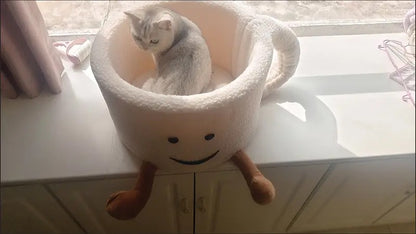Cozy Cat Cup Bed – Cute Coffee Mug Cat House with Plush Comfort