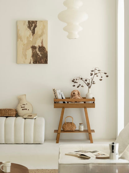 Mid-Century Modern 2-Tier Wooden Plant Stand – Tray Top Console & Display Shelf