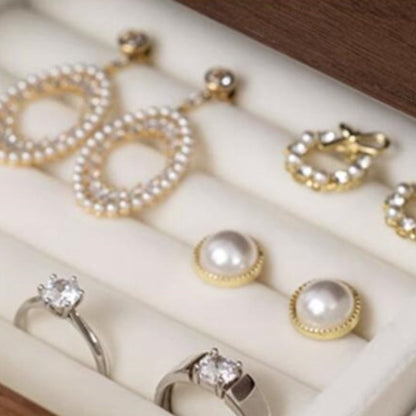 Luxury Solid Walnut Makeup Organizer Box with Drawers and Mirror – Elegant Vanity Storage Cabinet for Jewelry, Cosmetics & Beauty Essentials