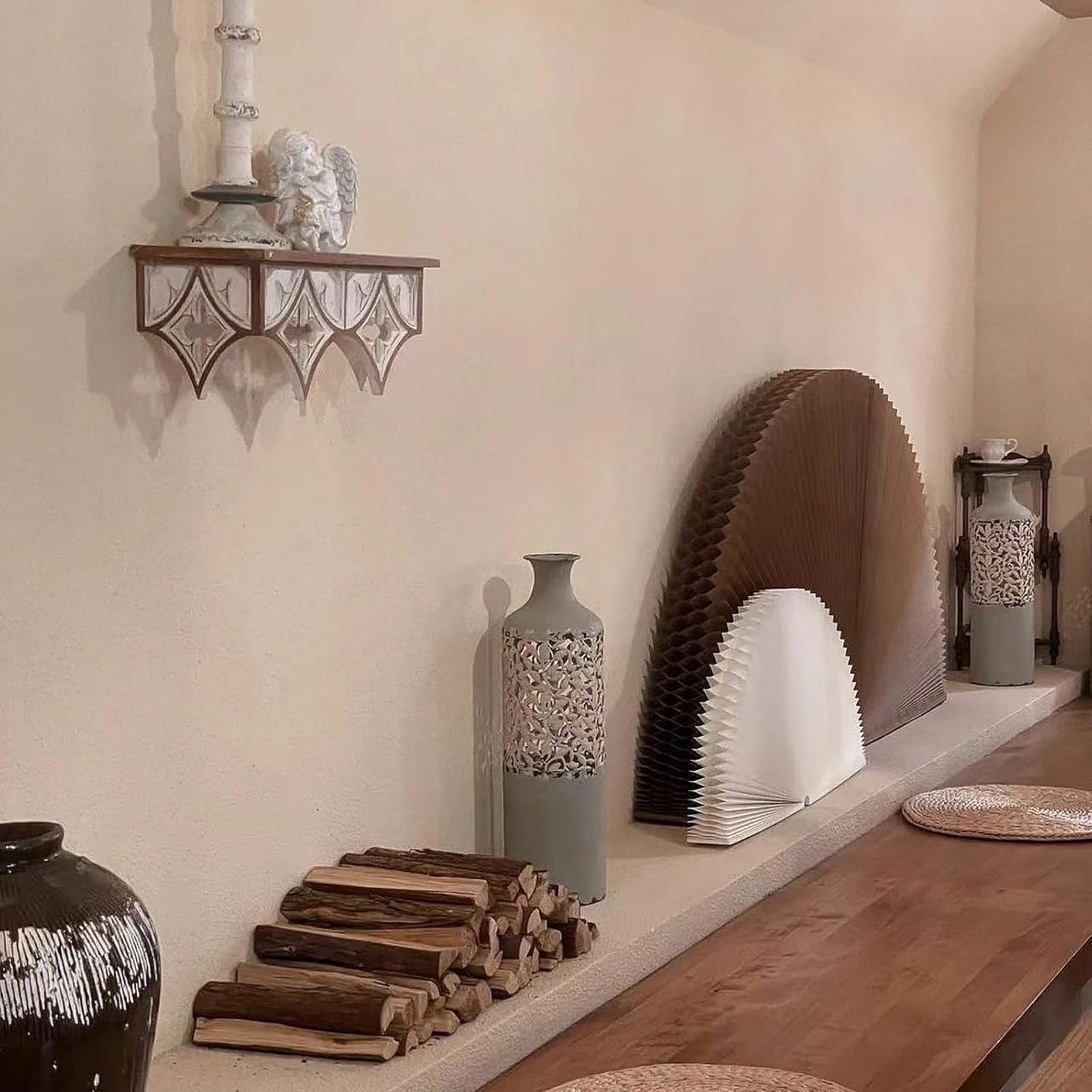 Antique-Inspired Tall Decorative Vases – Ornate Carved Metal Floor Vessels for Vintage French Country Home Decor