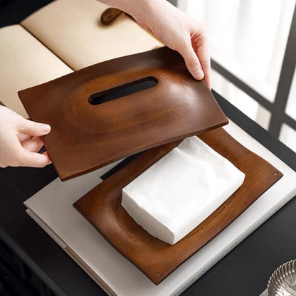 Sculpted Solid Wood Tissue Box Cover