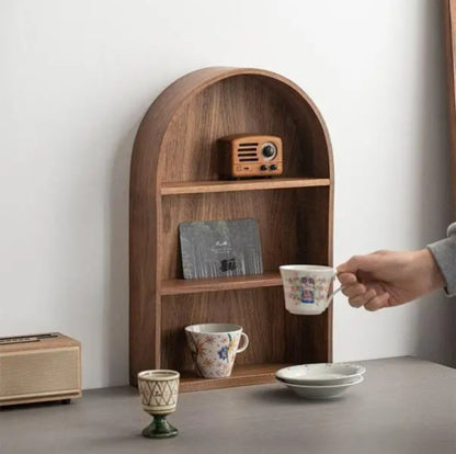 Arched Wooden Wall Shelf – Modern Minimalist Display Bookshelf