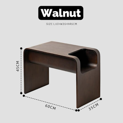 C-Shaped Convertible Wood Side Table With Storage