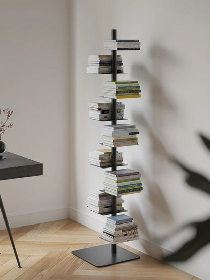 Minimalist Metal Spine Bookshelf | Vertical Tower Bookcase