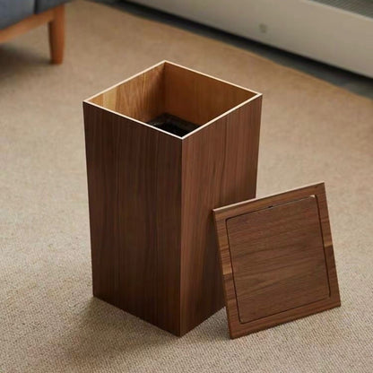 Wooden-Style Trash Bin with Optional Rotating Lid – Modern & Functional Design