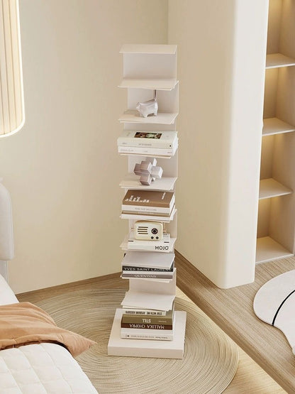 Modern Floating Metal Bookshelf - 5, 6, 8, and 9 Tier Vertical Storage | Space-Saving Metal Bookcase for Home & Office