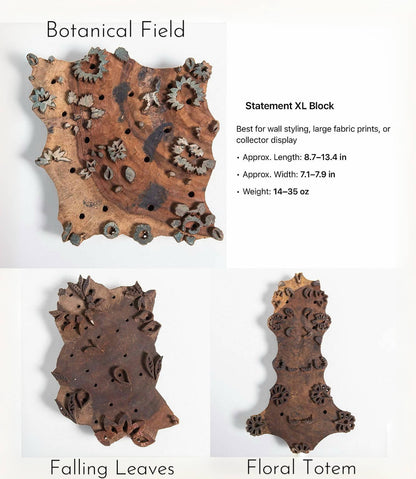 Vintage Hand-Carved Indian Wooden Block Stamp | Artisan Tabletop Decor & Textile Press