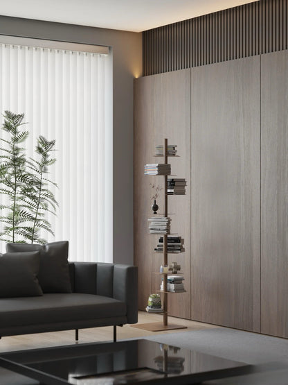 Minimalist Metal Spine Bookshelf | Vertical Tower Bookcase