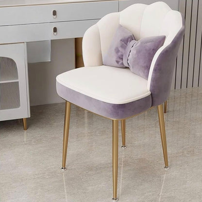 Floral Vanity Chair Soft Accent Chair Accent Chaise Chair for Living Room/Bed Room Shell Shape Vanity Chairs with Petal Metal Legs Stylish and Functional