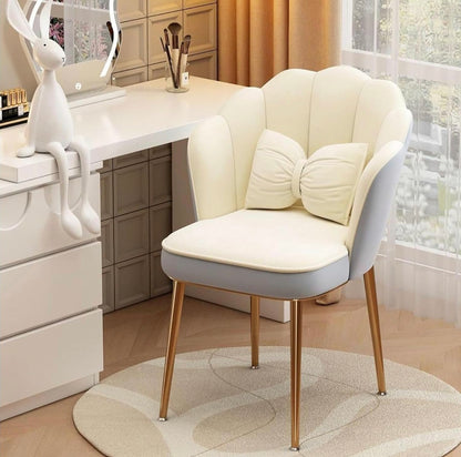 Floral Vanity Chair Soft Accent Chair Accent Chaise Chair for Living Room/Bed Room Shell Shape Vanity Chairs with Petal Metal Legs Stylish and Functional