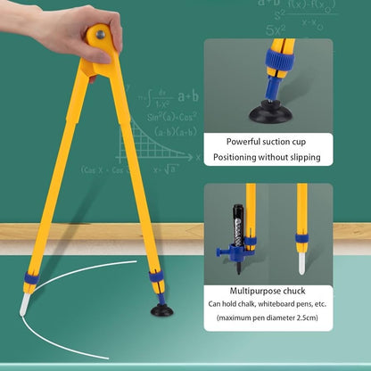 Magnetic Classroom Whiteboard Math Geometry Tool Set Enhance Classroom Learning Includes Compass, Protractor, 2 Triangles Ruler for Easy Attachment to Blackboards (Magnetic)