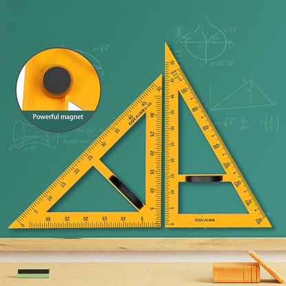 Magnetic Classroom Whiteboard Math Geometry Tool Set Enhance Classroom Learning Includes Compass, Protractor, 2 Triangles Ruler for Easy Attachment to Blackboards (Magnetic)