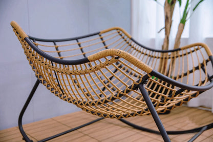 Outdoor Papasan Rattan Rocking Chair with Soft Cushion