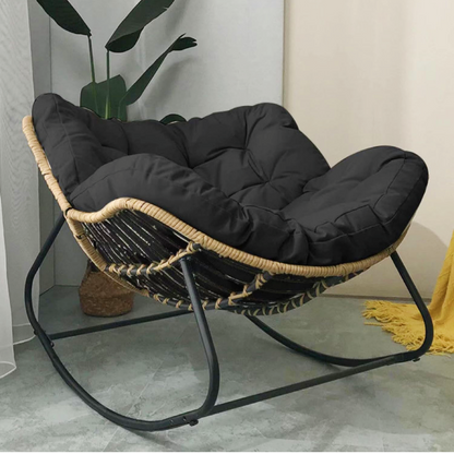 Outdoor Papasan Rattan Rocking Chair with Soft Cushion