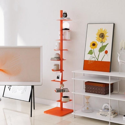 Minimalist Metal Spine Bookshelf | Vertical Tower Bookcase