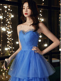 Blue Sweetheart Neck Long Prom Dress, Formal Blue Graduation Dress, Sweet 16 Dress