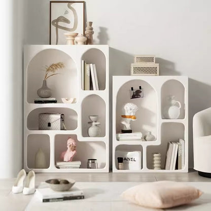 Modern Open Display Shelves Mini Console Side Table Curved Furniture