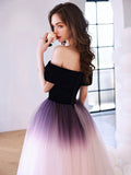 Purple off shoulder tulle short prom dress, tulle homecoming dress