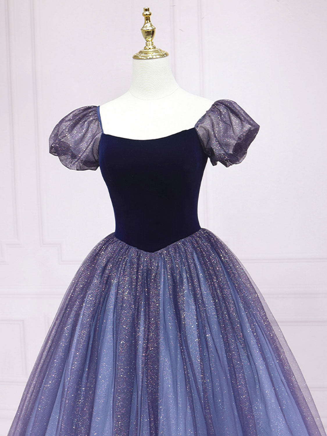 Purple tulle A line long prom dress purple tulle formal dress