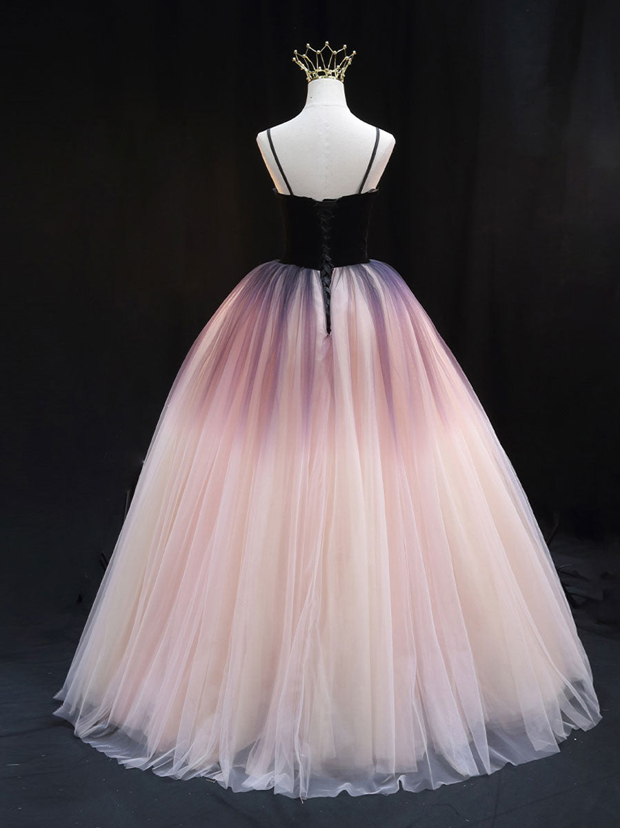 Unique sweetheart neck tulle long prom dress, formal evening dress