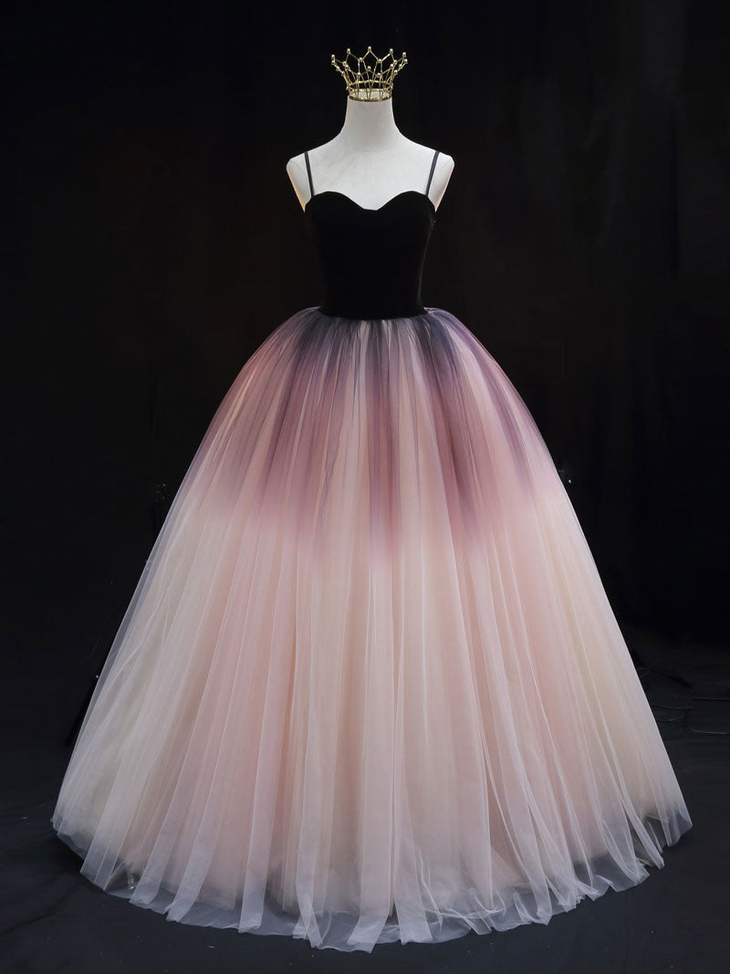 Unique sweetheart neck tulle long prom dress, formal evening dress
