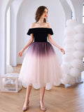 Purple off shoulder tulle short prom dress, tulle homecoming dress