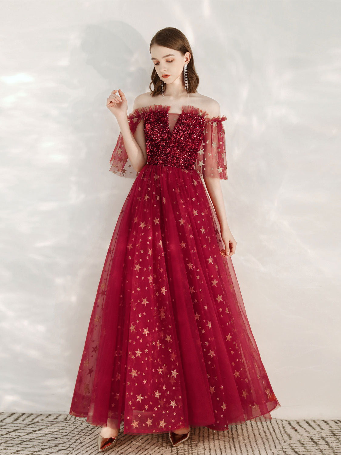 Burgundy Formal Evening Dress
