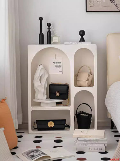 Modern Open Display Shelves Mini Console Side Table Curved Furniture