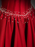A line  burgundy satin long prom dress, burgundy formal party dress