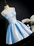 Cute blue sweetheart neck short prom dress, blue homecoming dress