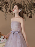 Light  Purple Tulle Lace Long Prom Dresses, Purple Lace Formal Dress